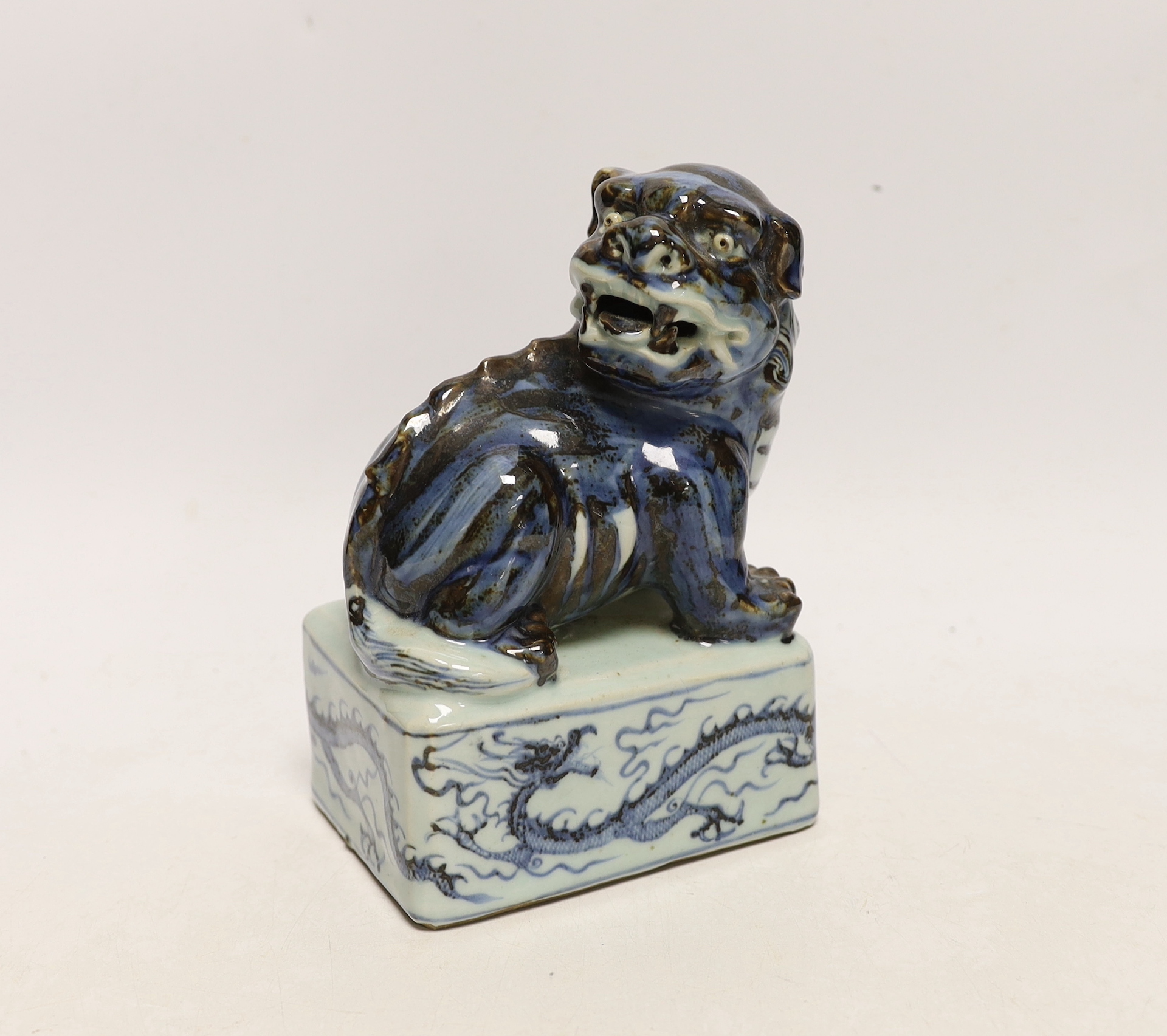 A Chinese Blue and white Dog of Fo, 18cm high
